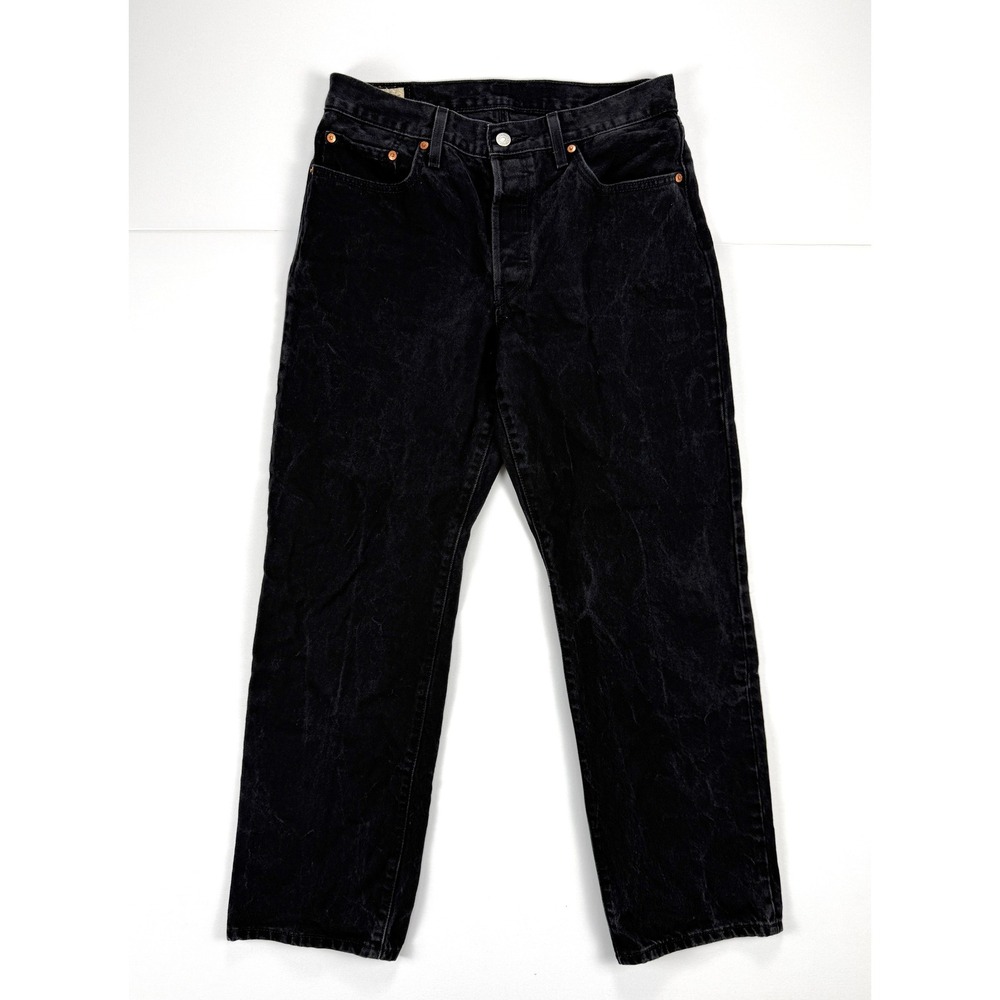 Levis Premium 501 90s Jeans Mens 30x30 Black Denim Button Fly Straight Leg #1972